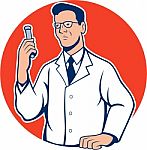 Scientist Lab Researcher Chemist Cartoon Stock Photo