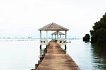 Seascape  Pavilion Wit Bluesky For Background Stock Photo