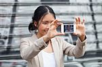 Selfie On The Street Stock Photo