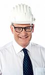 Senior Architect With Hard Hat Stock Photo