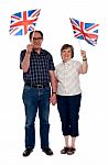 Senior Couple Holding UK Flag Stock Photo