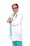 senior Male Doctor with stethoscope Stock Photo