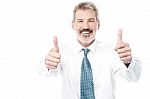 Senior Man Showing Double Thumbs Up Stock Photo