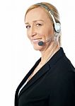 Senior Telemarketer Woman Stock Photo