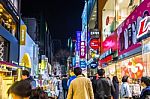 Seoul - March 20: Myeong-dong Market Is Large Shopping Street In Seoul.photo Taken On March 20,2016 In Seoul,south Korea Stock Photo