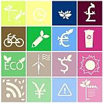 Set Icon With Eco Plant Stock Photo