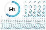 Set Of 0-100 Percentage Ready To Use For Infographics With Blue Stock Photo