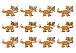 Set Of 12 Cute Cartoon Foxes Illustration Stock Photo