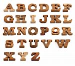 Set Of Alphabet Made From Wood Stock Photo