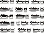 Set Of Black Cars Stock Photo