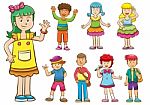 Set Of Cartoon Kids Stock Photo