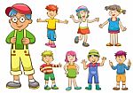 Set Of Cartoon Kids Stock Photo