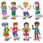 Set Of Cute Cartoon Kids Stock Photo