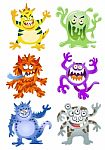 Set Of Funny Cartoon Monsters Stock Photo