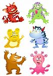 Set Of Funny Cartoon Monsters Stock Photo