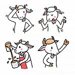 Set Of Goat Cartoon Characters, Group 1 -  Illustration Stock Photo