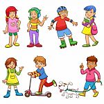 Set Of Happy Cartoon Kids Stock Photo