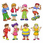 Set Of Happy Cartoon Kids Stock Photo