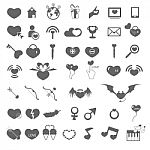 Set Valentine's Day Objects, Love Icon Stock Photo