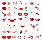 Set Valentine's Day Objects, Love Icon Stock Photo