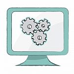 Setting Icon On Computer Monitor -  Illustration Stock Photo