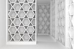 Shelves Room with hexagon shape Stock Photo