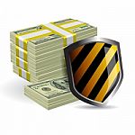 Shield Protecting Money Stock Photo