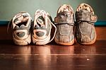 Shoes Against A Wall Stock Photo