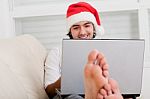 Shopping Online For Christmas Stock Photo