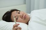 Sick Asian Woman Stock Photo