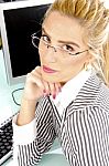 Side Pose Of Business Lady Stock Photo