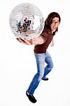 Side Pose Of Male Showing Disco Ball Stock Photo