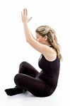 Side View Of Girl Doing Yoga Stock Photo