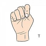 Sign Language And The Alphabet,the Letter T Stock Photo