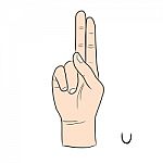 Sign Language And The Alphabet,the Letter U Stock Photo