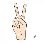 Sign Language And The Alphabet,the Letter V Stock Photo