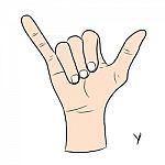 Sign Language And The Alphabet,the Letter Y Stock Photo