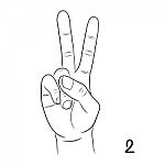 Sign Language,number 2 Stock Photo