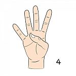 Sign Language,number 4 Stock Photo