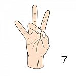 Sign Language,number 7 Stock Photo