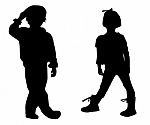 Silhouette Children Stock Photo