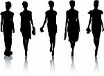 Silhouette Fashion Girls Stock Photo