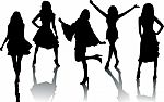 Silhouette Fashion Girls Stock Photo