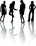 Silhouette Fashion Girls Stock Photo