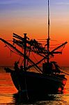 Silhouette  Fishing Boat Stock Photo