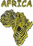 Silhouette Map Of Africa With The Head Of Zebra Stock Photo