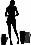 Silhouette Shopping Woman Stock Photo