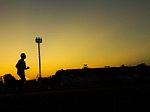 Silhouette Teen Age Run Together  Track Stock Photo