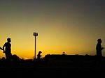 Silhouette Teen Age Run Together  Track Stock Photo