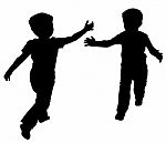 Silhouettes Of Two Little Boys Stock Photo